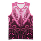 Aotearoa Breast Cancer Basketball Jersey Maori Tribal Pattern