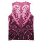Aotearoa Breast Cancer Basketball Jersey Maori Tribal Pattern