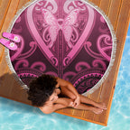 Aotearoa Breast Cancer Beach Blanket Maori Tribal Pattern