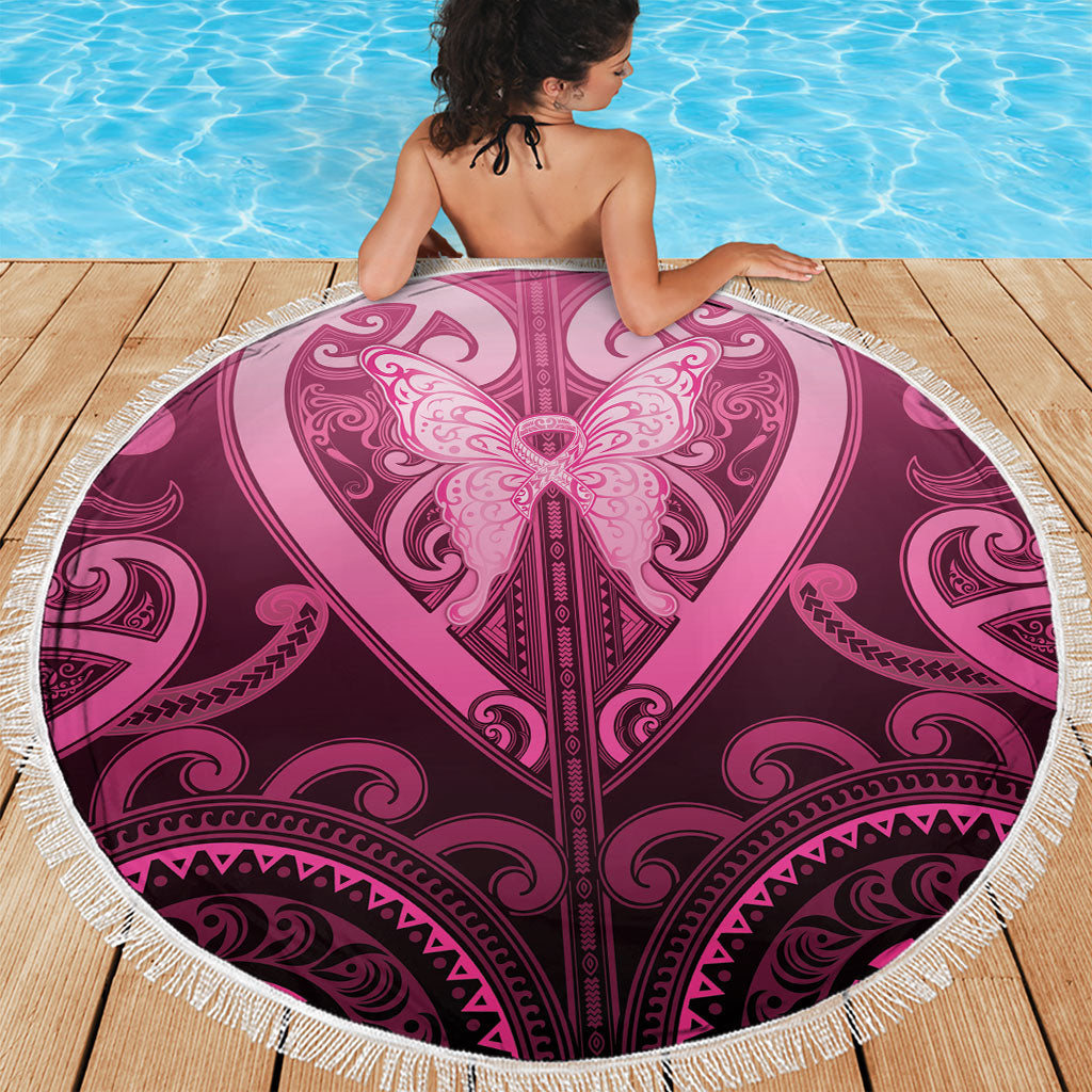 Aotearoa Breast Cancer Beach Blanket Maori Tribal Pattern
