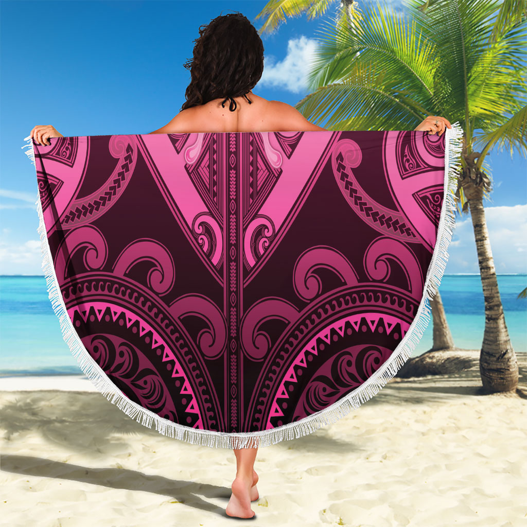 Aotearoa Breast Cancer Beach Blanket Maori Tribal Pattern