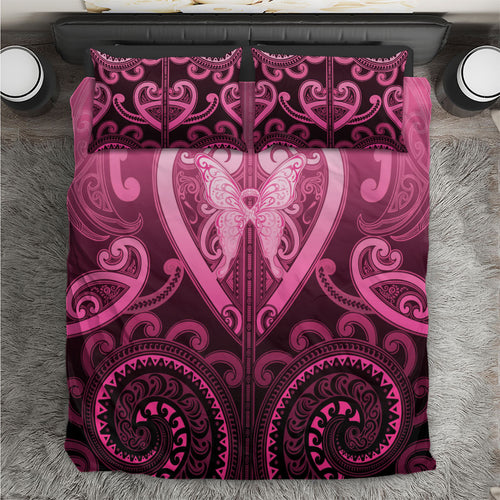 Aotearoa Breast Cancer Bedding Set Maori Tribal Pattern