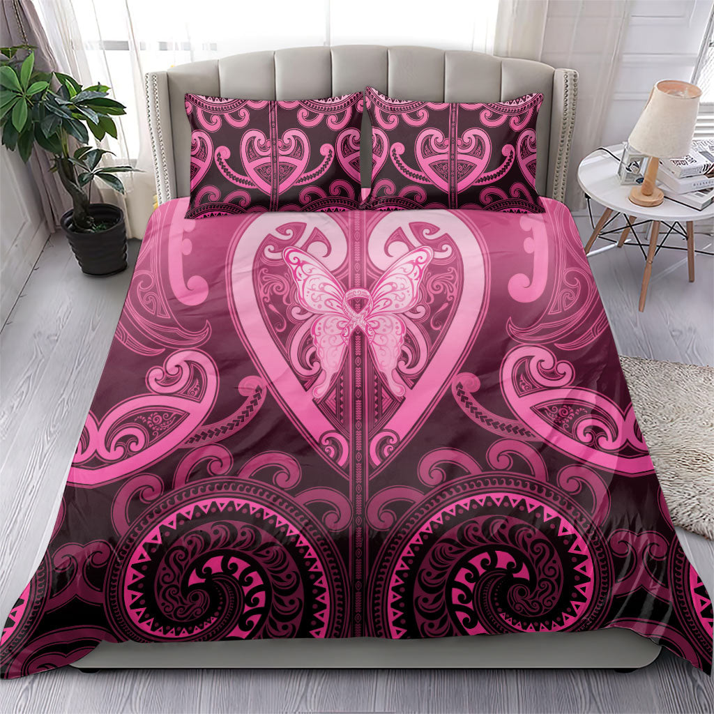 Aotearoa Breast Cancer Bedding Set Maori Tribal Pattern