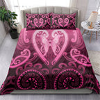Aotearoa Breast Cancer Bedding Set Maori Tribal Pattern