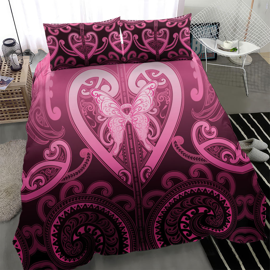 Aotearoa Breast Cancer Bedding Set Maori Tribal Pattern