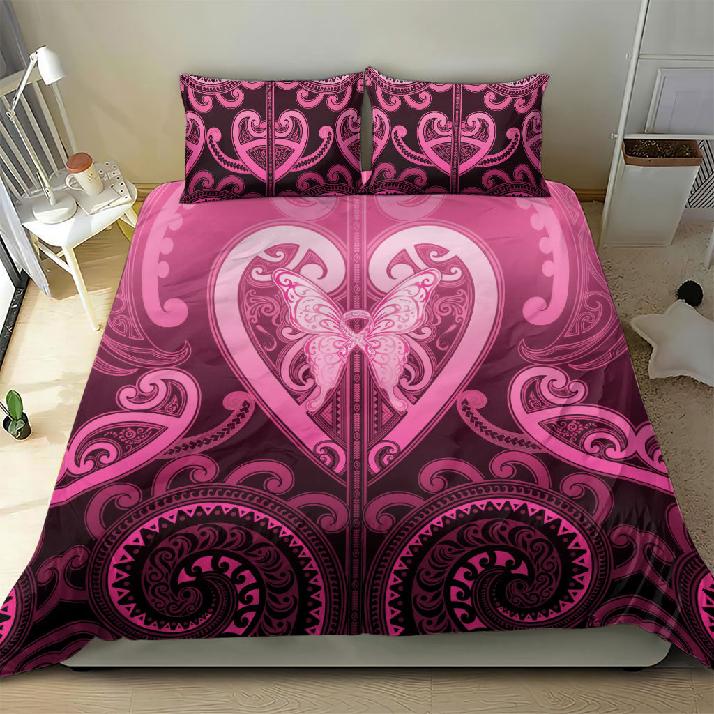 Aotearoa Breast Cancer Bedding Set Maori Tribal Pattern