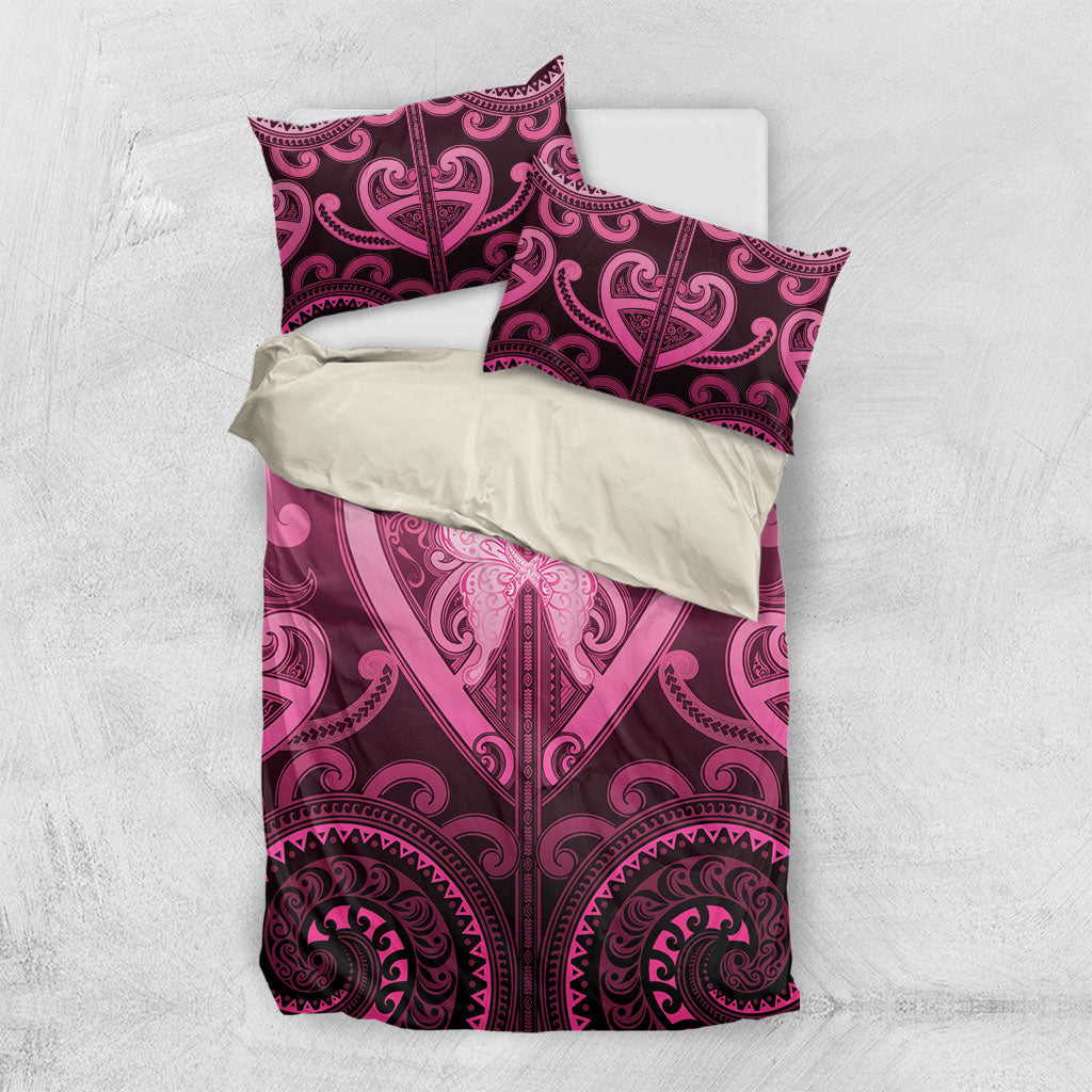 Aotearoa Breast Cancer Bedding Set Maori Tribal Pattern