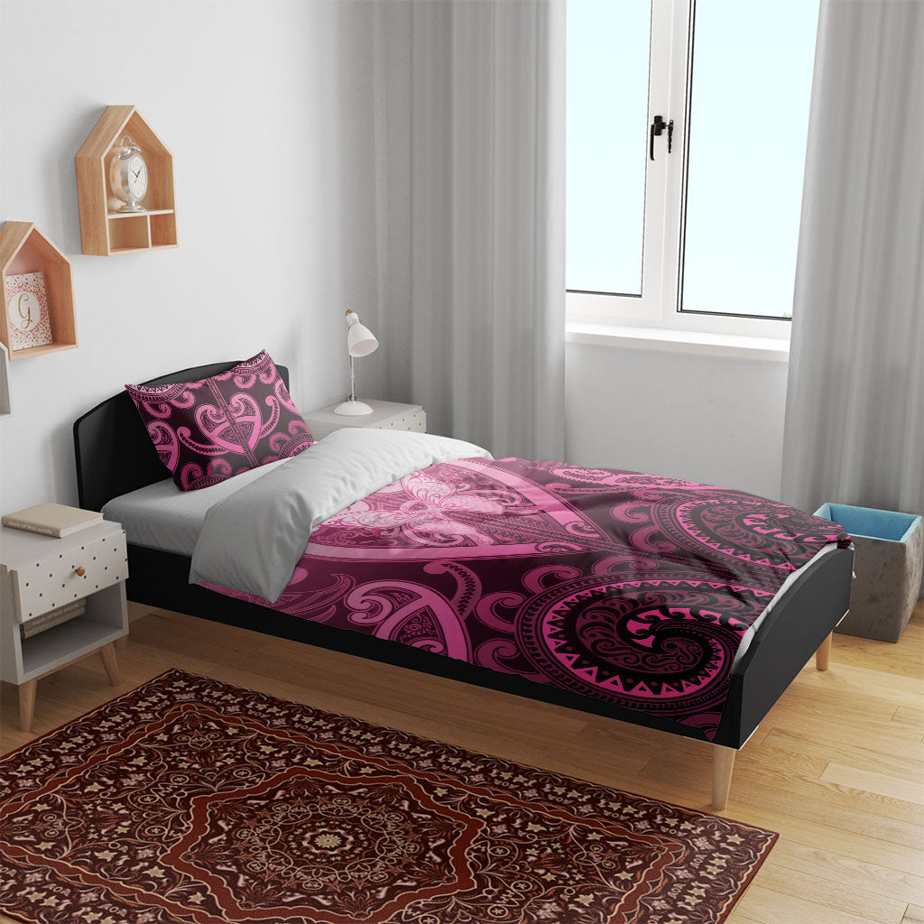 Aotearoa Breast Cancer Bedding Set Maori Tribal Pattern