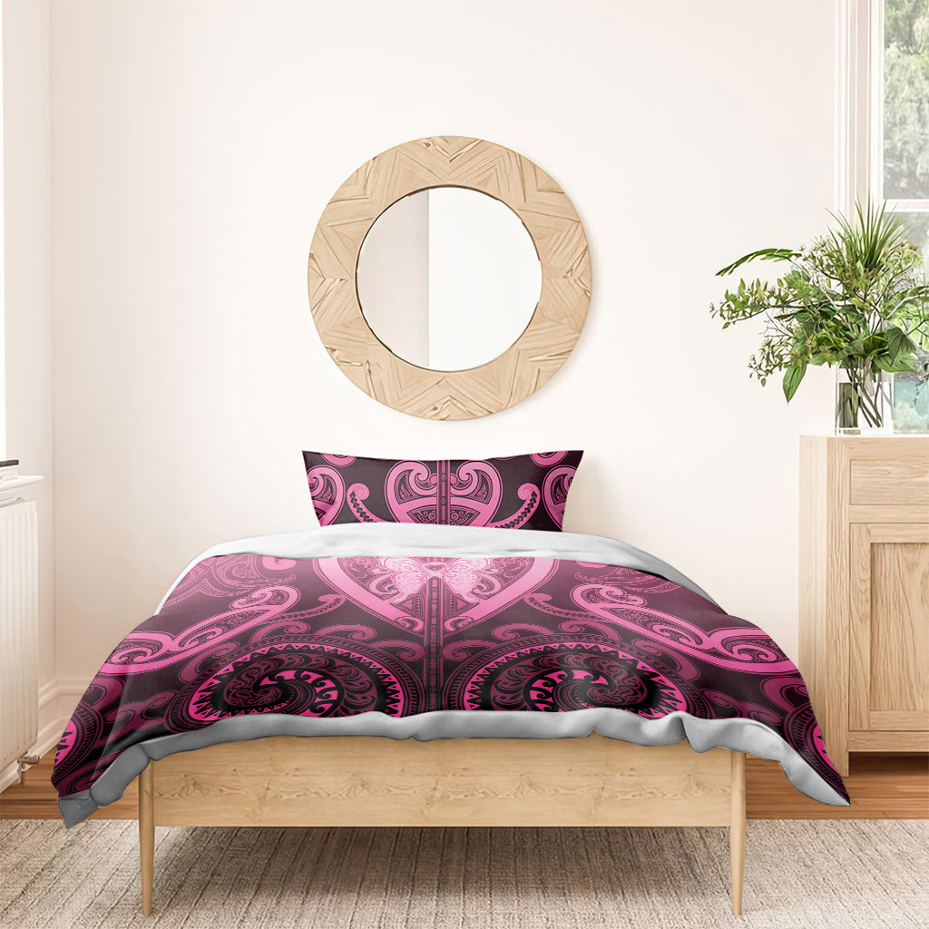Aotearoa Breast Cancer Bedding Set Maori Tribal Pattern