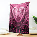 Aotearoa Breast Cancer Blanket Maori Tribal Pattern