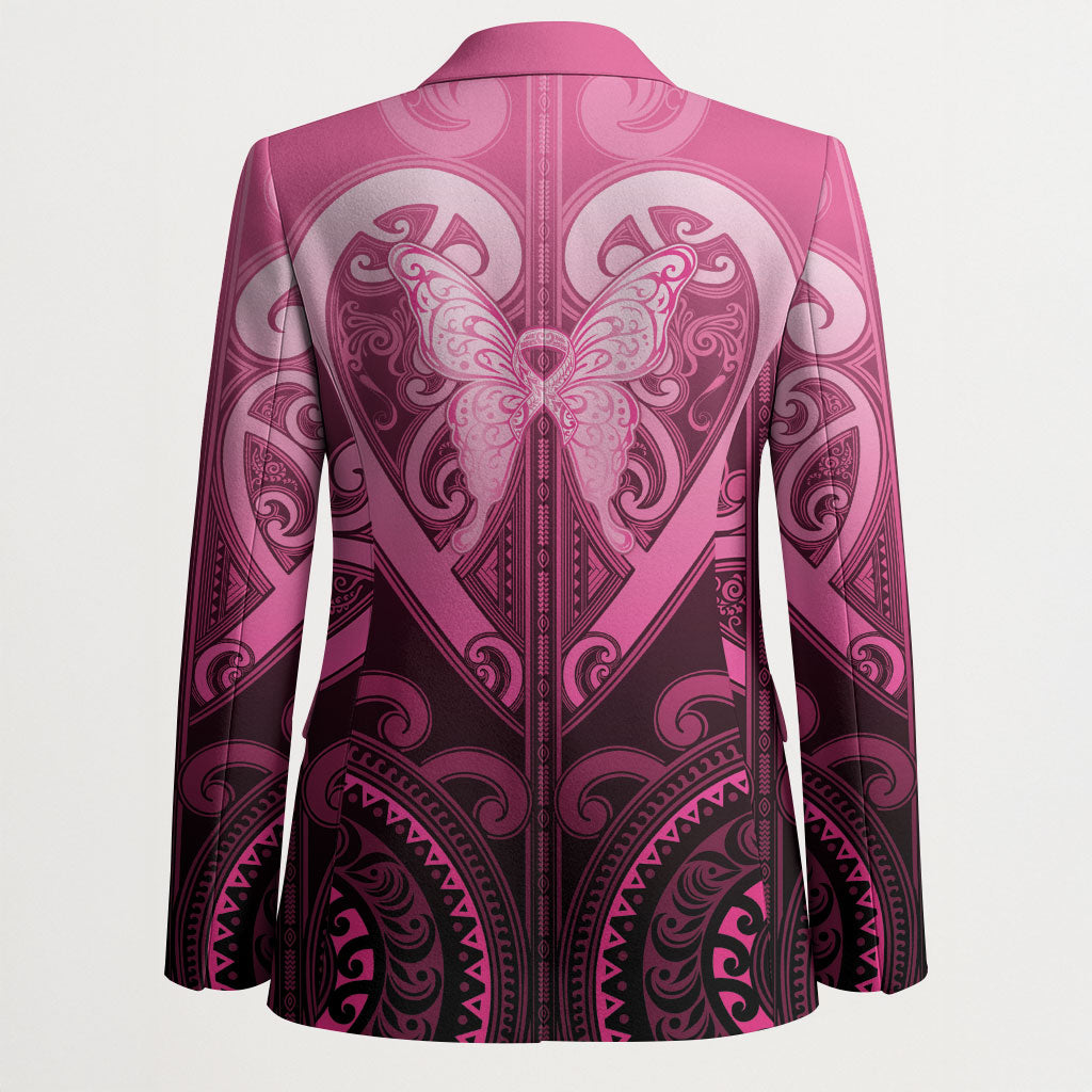 Aotearoa Breast Cancer Blazer Maori Tribal Pattern