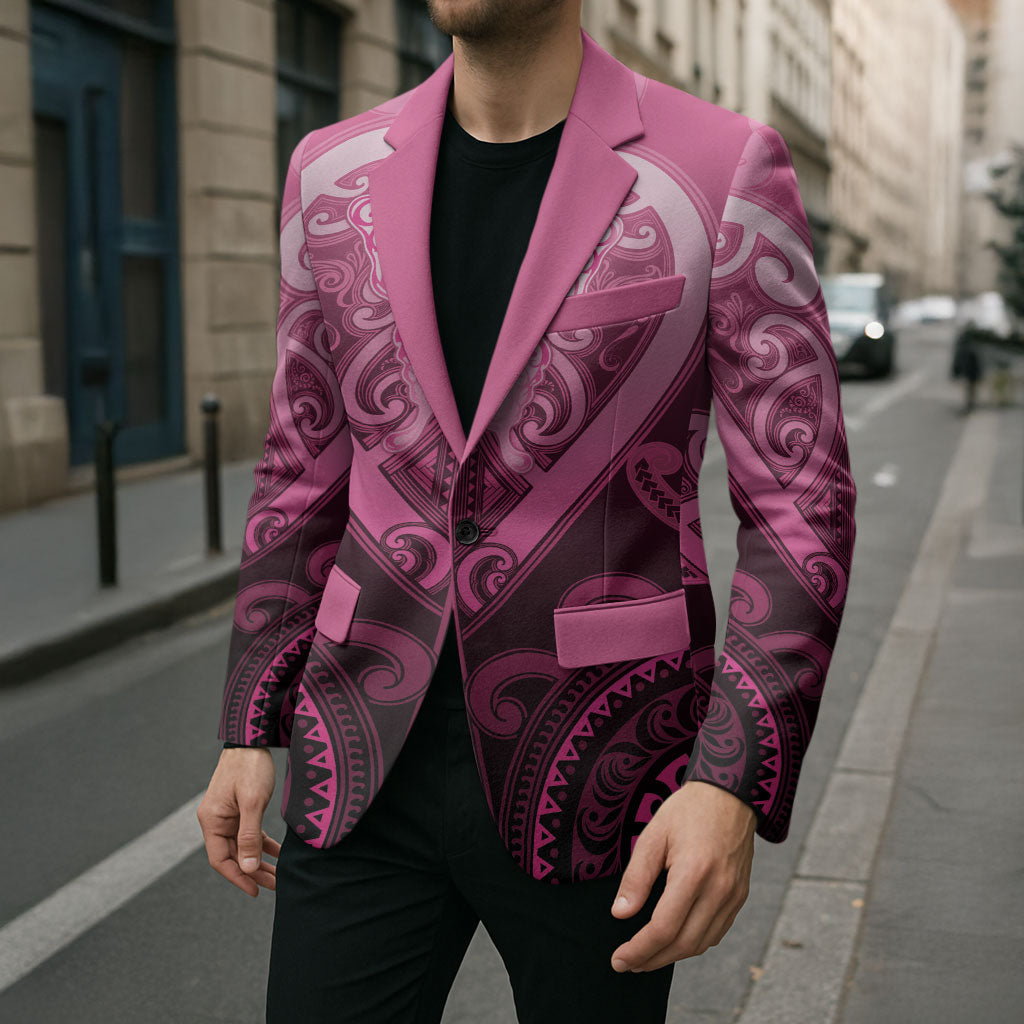 Aotearoa Breast Cancer Blazer Maori Tribal Pattern