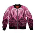 Aotearoa Breast Cancer Bomber Jacket Maori Tribal Pattern
