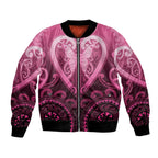 Aotearoa Breast Cancer Bomber Jacket Maori Tribal Pattern