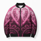 Aotearoa Breast Cancer Bomber Puffer Jacket Maori Tribal Pattern