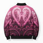 Aotearoa Breast Cancer Bomber Puffer Jacket Maori Tribal Pattern