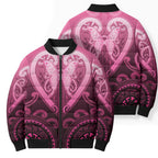 Aotearoa Breast Cancer Bomber Puffer Jacket Maori Tribal Pattern
