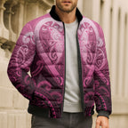 Aotearoa Breast Cancer Bomber Puffer Jacket Maori Tribal Pattern