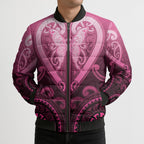 Aotearoa Breast Cancer Bomber Puffer Jacket Maori Tribal Pattern