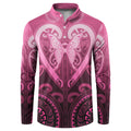 Aotearoa Breast Cancer Button Sweatshirt Maori Tribal Pattern