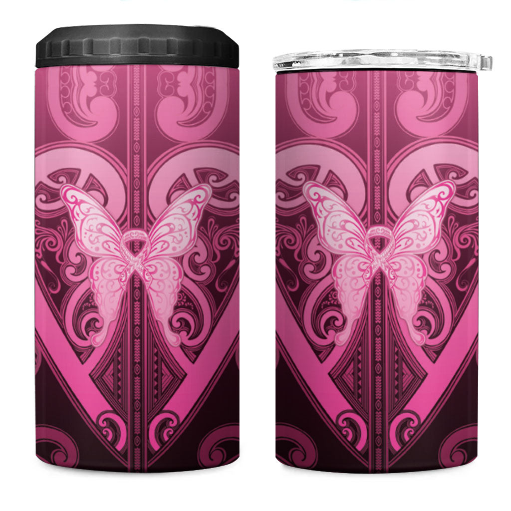 Aotearoa Breast Cancer 4 in 1 Can Cooler Tumbler Maori Tribal Pattern