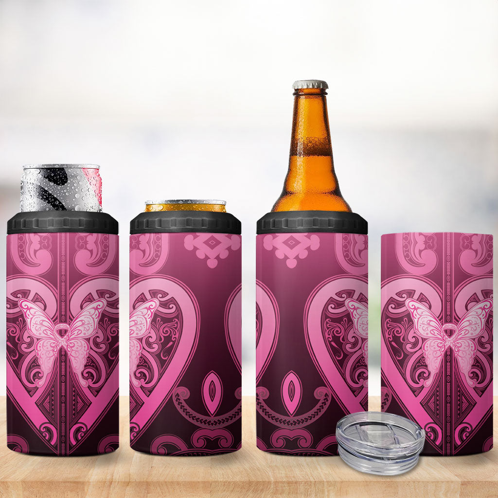 Aotearoa Breast Cancer 4 in 1 Can Cooler Tumbler Maori Tribal Pattern