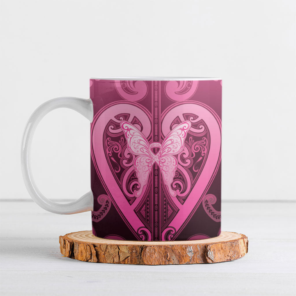 Aotearoa Breast Cancer Ceramic Mug Maori Tribal Pattern
