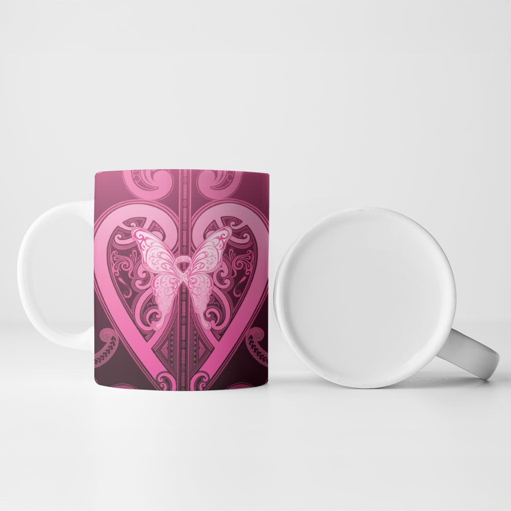 Aotearoa Breast Cancer Ceramic Mug Maori Tribal Pattern