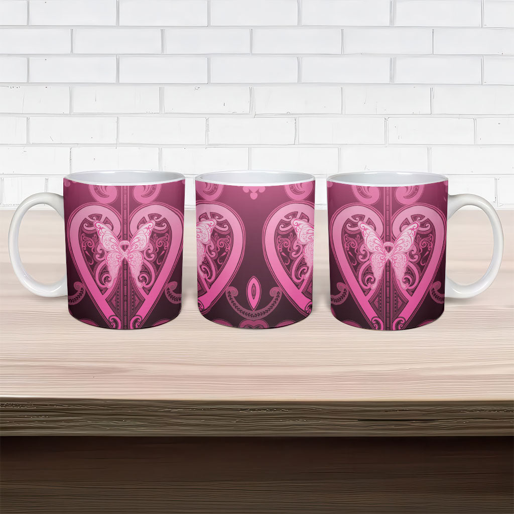 Aotearoa Breast Cancer Ceramic Mug Maori Tribal Pattern