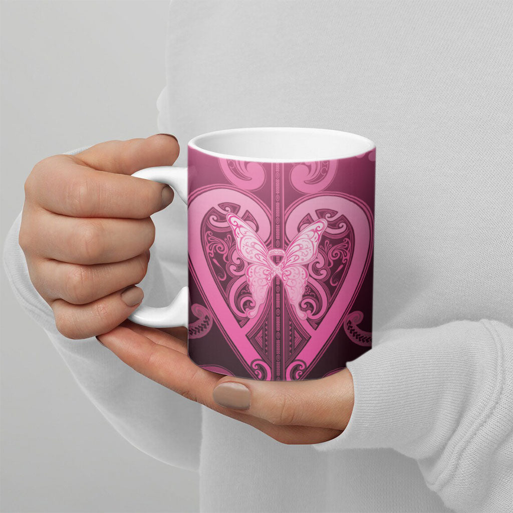 Aotearoa Breast Cancer Ceramic Mug Maori Tribal Pattern