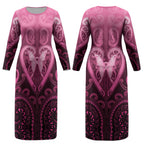 Aotearoa Breast Cancer Couples Matching Long Sleeve Bodycon Dress and Hawaiian Shirt Maori Tribal Pattern