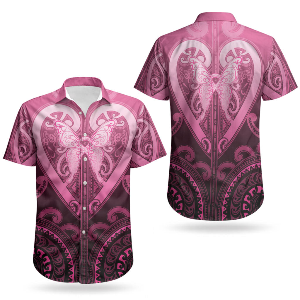 Aotearoa Breast Cancer Couples Matching Mermaid Dress and Hawaiian Shirt Maori Tribal Pattern