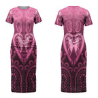 Aotearoa Breast Cancer Couples Matching Short Sleeve Bodycon Dress and Long Sleeve Button Shirt Maori Tribal Pattern