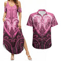 Aotearoa Breast Cancer Couples Matching Summer Maxi Dress and Hawaiian Shirt Maori Tribal Pattern