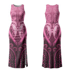 Aotearoa Breast Cancer Couples Matching Tank Maxi Dress and Long Sleeve Button Shirt Maori Tribal Pattern