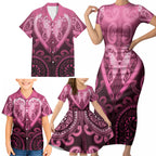 Aotearoa Breast Cancer Family Matching Short Sleeve Bodycon Dress and Hawaiian Shirt Maori Tribal Pattern