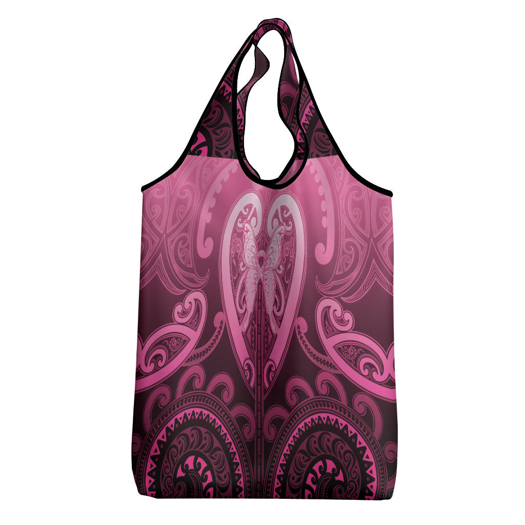 Aotearoa Breast Cancer Grocery Bag Maori Tribal Pattern