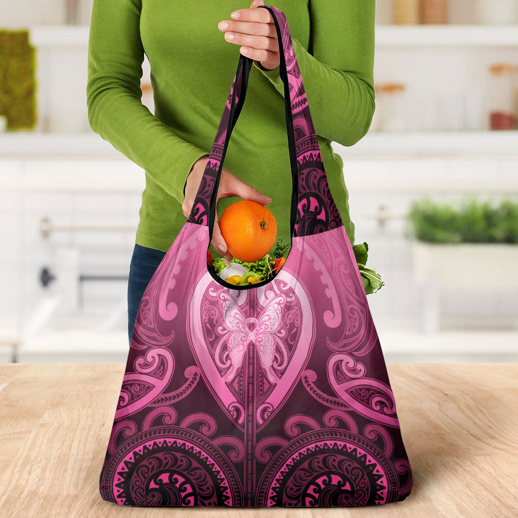 Aotearoa Breast Cancer Grocery Bag Maori Tribal Pattern
