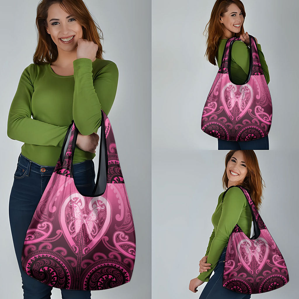Aotearoa Breast Cancer Grocery Bag Maori Tribal Pattern