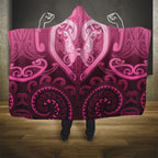 Aotearoa Breast Cancer Hooded Blanket Maori Tribal Pattern