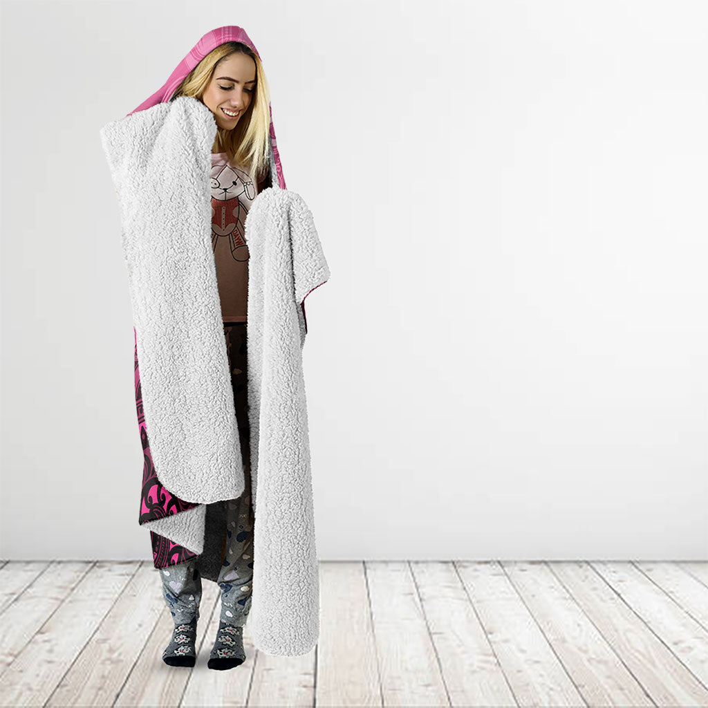 Aotearoa Breast Cancer Hooded Blanket Maori Tribal Pattern
