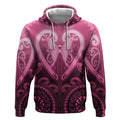 Aotearoa Breast Cancer Hoodie Maori Tribal Pattern