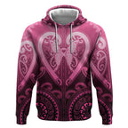 Aotearoa Breast Cancer Hoodie Maori Tribal Pattern