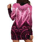 Aotearoa Breast Cancer Hoodie Dress Maori Tribal Pattern