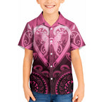 Aotearoa Breast Cancer Kid Hawaiian Shirt Maori Tribal Pattern