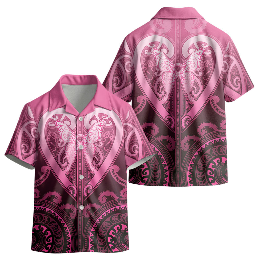 Aotearoa Breast Cancer Kid Hawaiian Shirt Maori Tribal Pattern