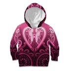 Aotearoa Breast Cancer Kid Hoodie Maori Tribal Pattern