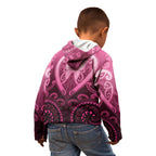 Aotearoa Breast Cancer Kid Hoodie Maori Tribal Pattern