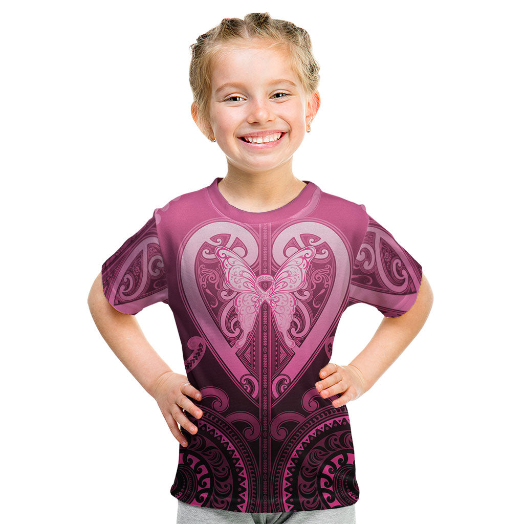 Aotearoa Breast Cancer Kid T Shirt Maori Tribal Pattern