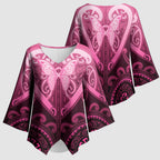 Aotearoa Breast Cancer Kimono Sleeve Blouse Maori Tribal Pattern